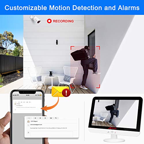 [5MP-Lite DVR Pre-Install 1TB HDD] ANRAN 1080P Security Camera System Home CCTV 13" LCD DVR Recorder 4pcs 1080P Indoor Outdoor Surveillance Cameras with Night Vision, Easy Remote Access, Motion Alert - Thumbnail 6