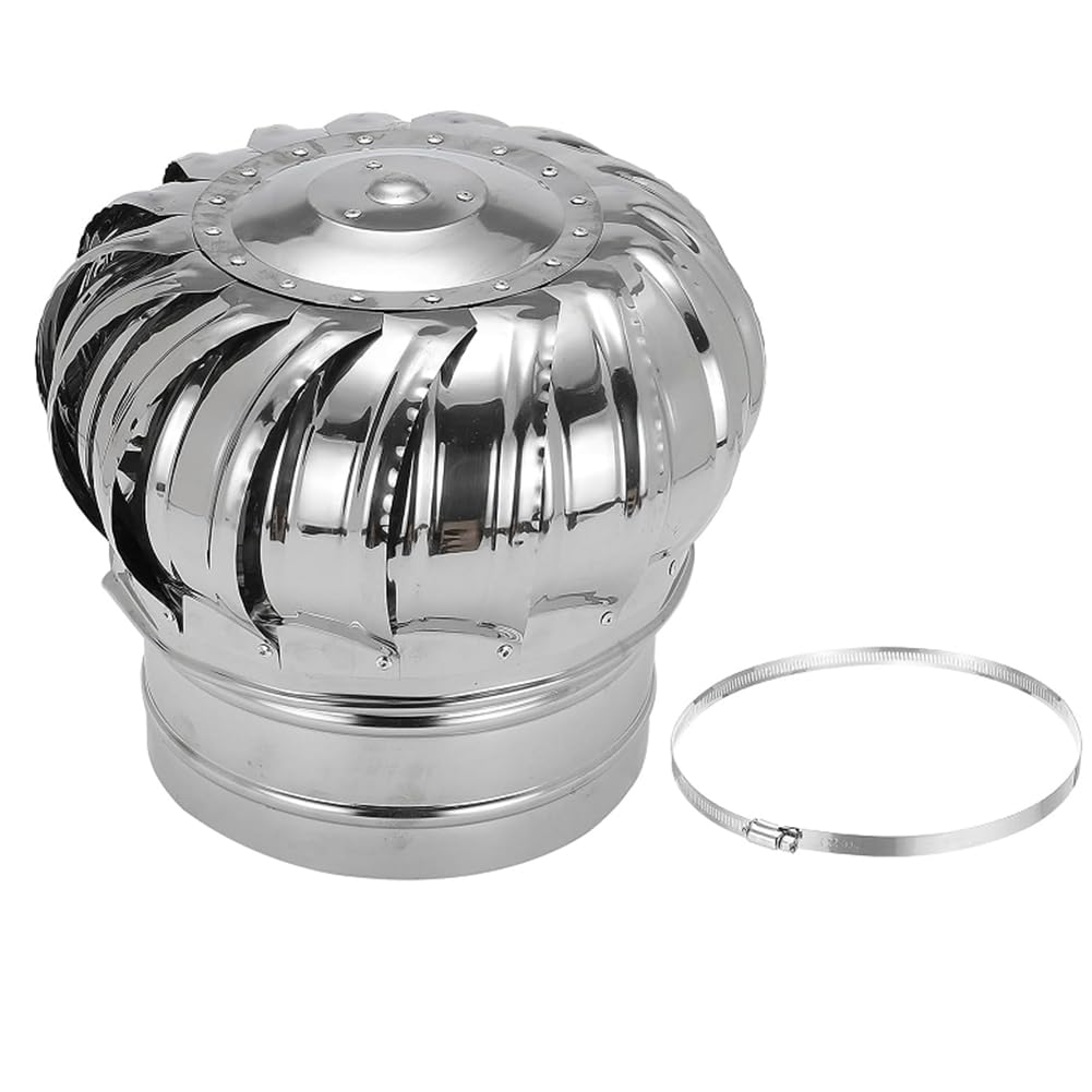 Ijsdnvjndx As Shown Stainless Steel Roof Exhaust Cap Flue Vent, Rotating Wind Turbine Chimney Cover For Outside Roof Vents