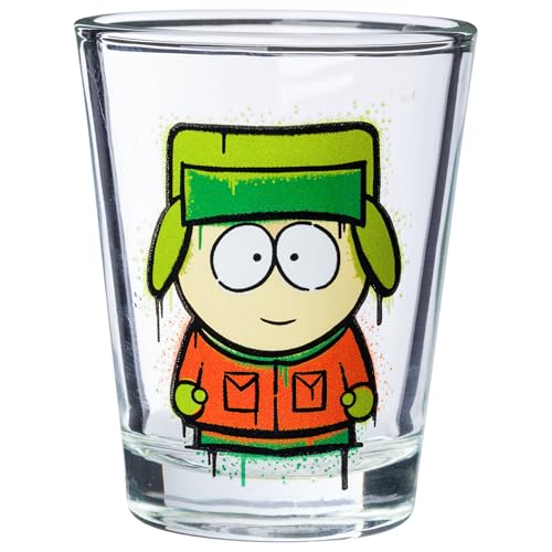 Image of Silver Buffalo South Park Featuring Eric Cartman, Stan, Kyle, and Kenny 4 Pack Mini Glass Set, 1.5 Ounces
