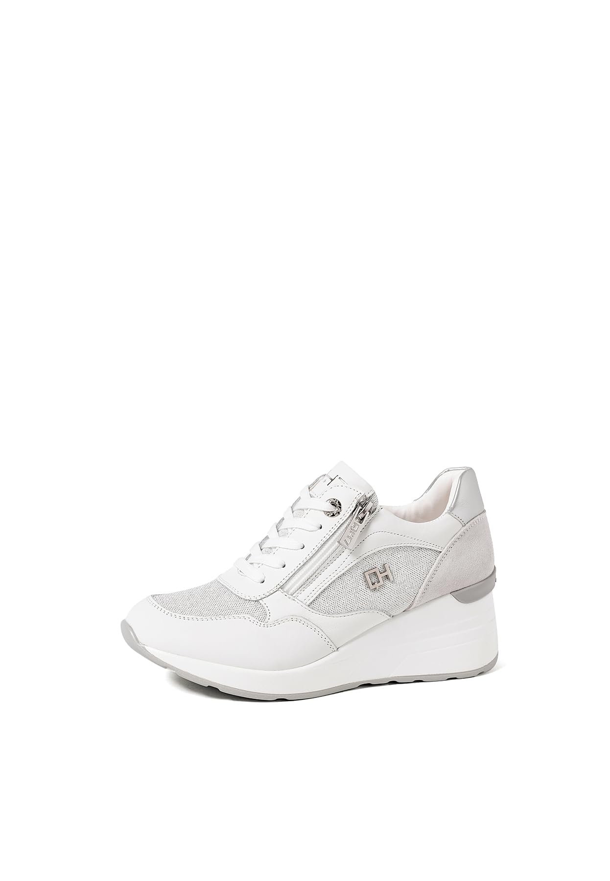 QUEEN HELENA Sneakers in Pelle con Zeppa Scarpe da Ginnastica Alte Donna QH8010