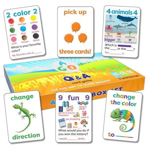 Juegos de Cartas AGO QnA Box Set. Juegos educativos para Aprender inglés. ¡Practica la conversación, fomenta el Vocabulario en Ingles y la gramatica Inglesa con Este Divertido Juego de Cartas!