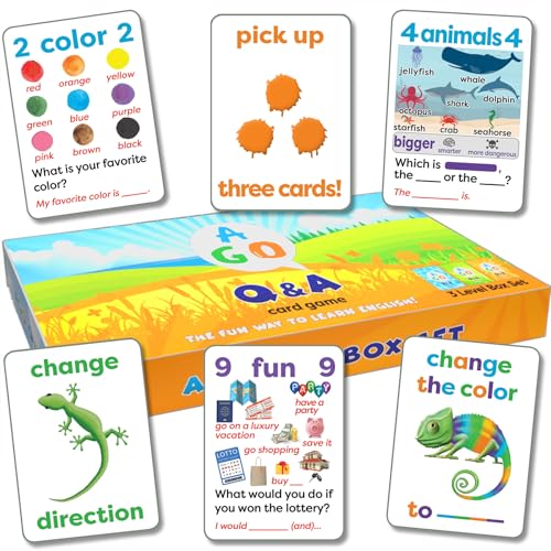 AGO QnA Englisch-Lernspiel für Kinder & Erwachsene – 3 Stufen, 162 Karten
