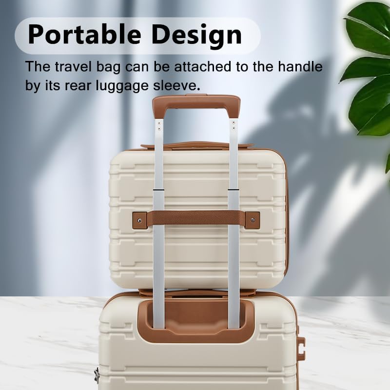 Image of NEISIA Luggage Sets with spinner wheels, PC+ABS Hard Shell Travel Luggage,Lightweight Carry-on suitcases with TSA Lock,YKK Zippers (Beige(N), 6 piece sets (14 /20 /24 /28 /DB /TB)
