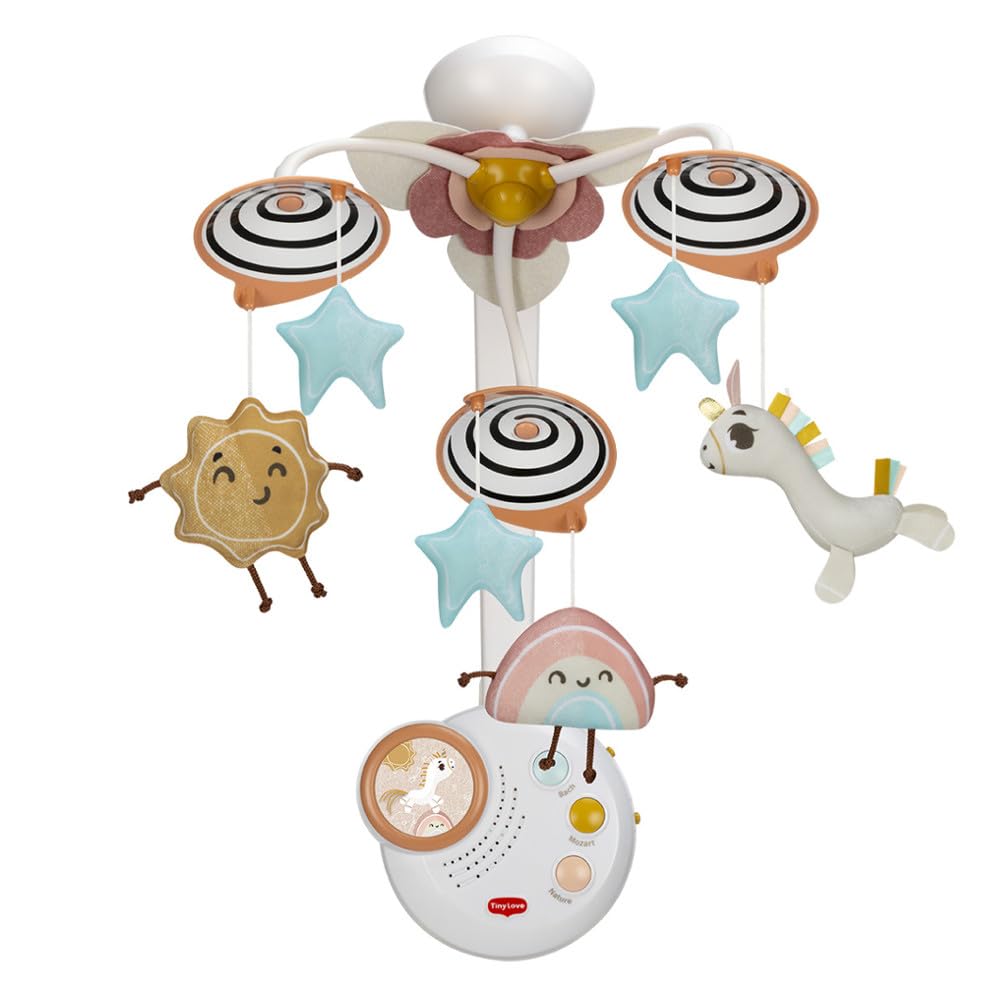 Tiny Love Classic Mobile, Baby-Mobile für das Bettchen, ab 0 Monaten, tragbares Musik-Mobile für den Kinderwagen, magische Plüschfiguren, 20 Minuten ununterbrochene Musik, Unicorn Wonderlands