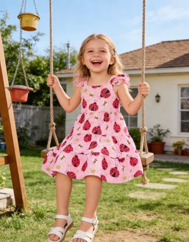 Image of Vieille Toddler Girls Summer Dress Ruffle Casual Beach Sundress 2-8 Years