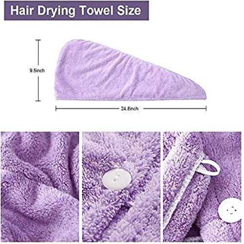 Image of Microfiber Hair Towel Wrap Absorbent Towel Hair-Drying Bathrobe Magic Hair Warp Towel Super Quick-Drying Microfiber Soft Bath Towel Hair Dry Cap Salon Towel (Purple)