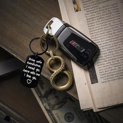 Image of Fathers Valentines Day Gifts for Him Dad Stocking Stuffers for Men Drive Safe Keychain Boyfriend Christmas Husband