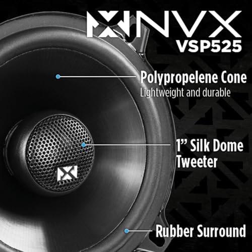 NVX VSP525 480W Peak (180W RMS) 5.25" V-Series 2-Way Coaxial Speakers with 25mm Silk Dome Tweeters by NVX - Image 3