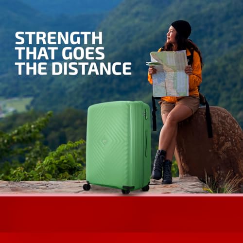 Image of VIP Quad Pro Check-in 75 Cm 8 Spinner Wheels Trolley Bags for Travel, Hard Case Lightweight Bag with TSA Lock, Anti-Theft Zipper & Premium Interiors (Green) (Large)