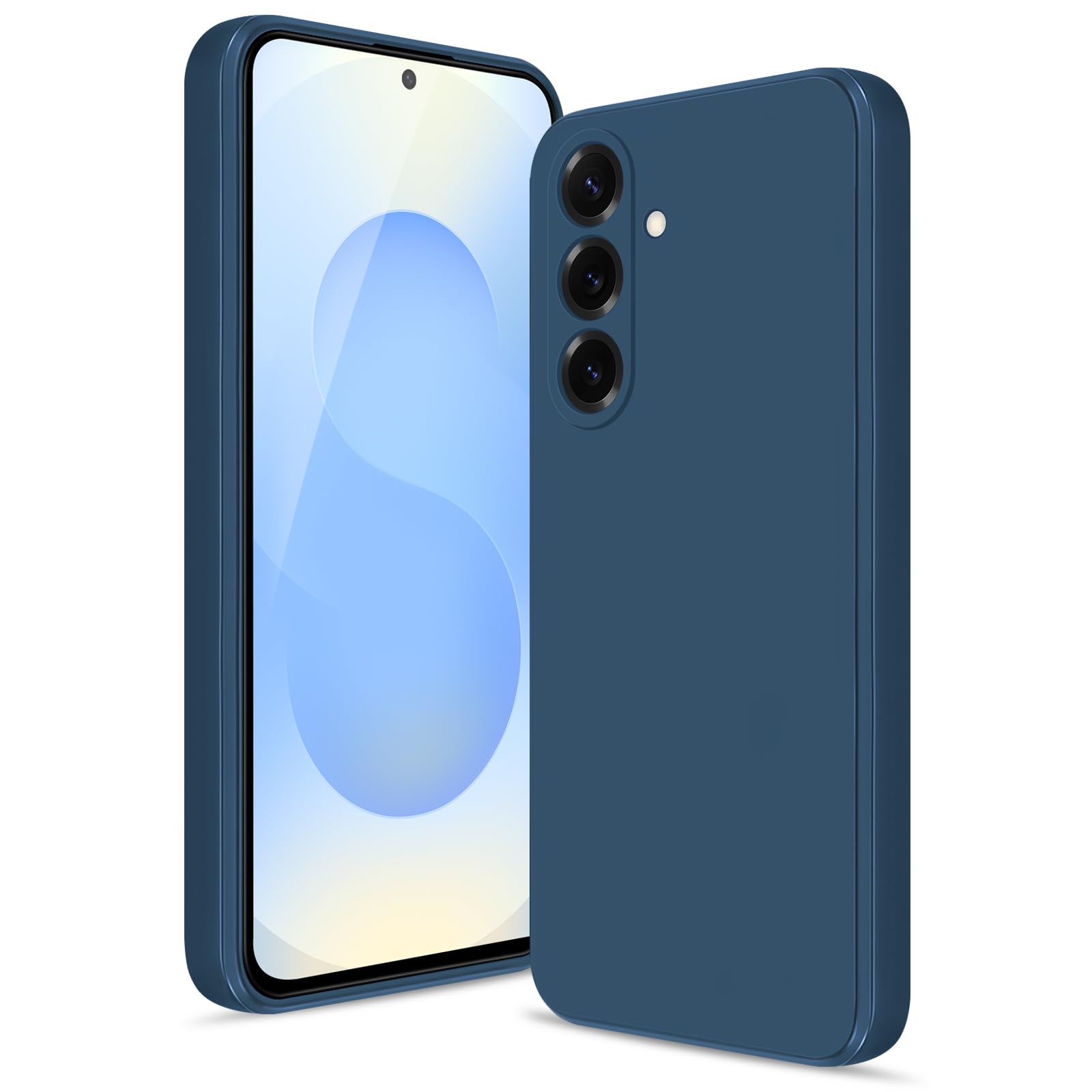 Btstring Hülle für Samsung Galaxy S25, Hochwertiges Silikon Case, Ganzkörper Handyhülle mit Seidig-Weicher Berühren, Kratzfestes Weiches Mikrofaserfutter (Blau)