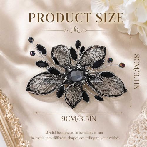 Accesorio de cabello negro CASDRE con cristales para boda miniatura 7