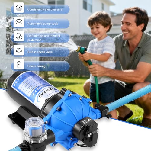 Image of Electric Water Pump 7GPM 70PSI, 110V AC, Upgraded Five Chamber Self-Priming Diaphragm Water Pump with Pressure Switch and Strainer for RV, Home Water System, Irrigating & Industrial Settings
