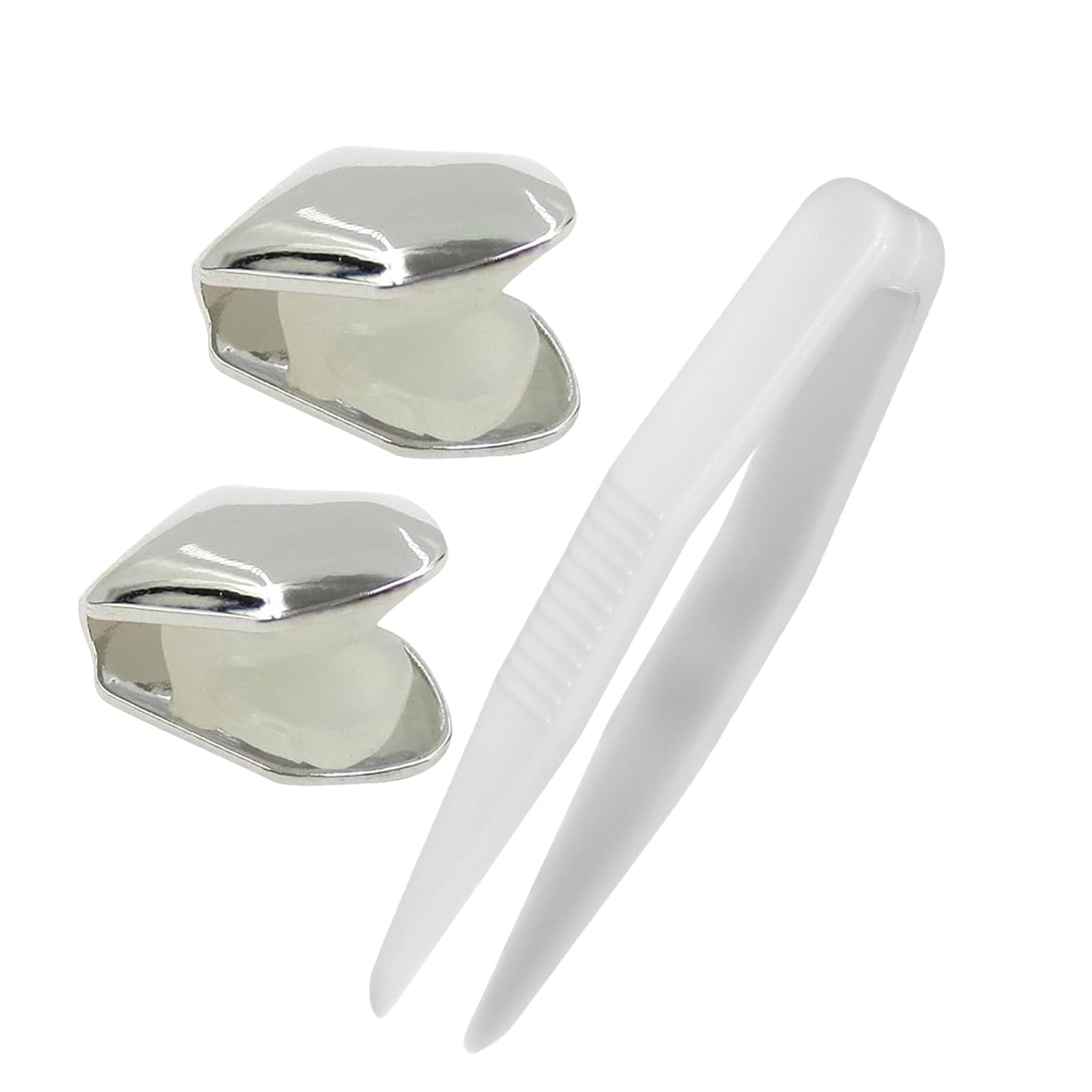 FOMIYES 2Pcs Hip Hop Teeth Plain Plated Mouth Teeth Brace Single Tooth Braces Top Tooth Single Grill Cap Shiny Teeth Teeth Decoration for Teeth Mouth, Party Accessories Teeth Grills (Silver)