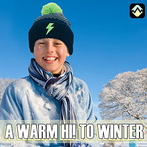 PEAK 2 PEAK Boys’ and Girls’ Winter Hat and Gloves Set – Knit Pom-Pom Beanie with Sparkle – Ages 4-122