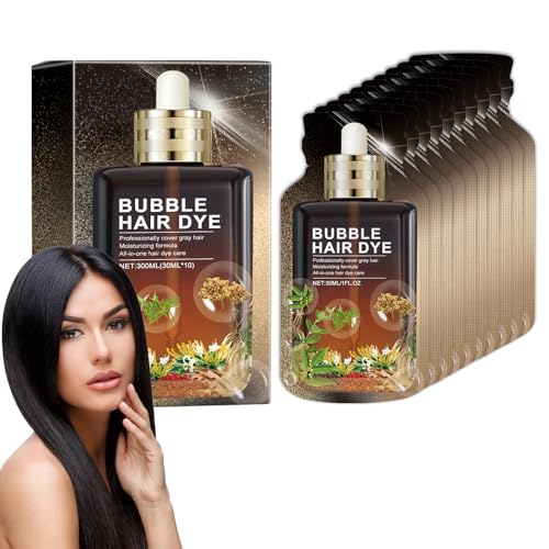 Tinte Para El Cabello De Plantas De Burbujas, Tinte Para El Cabello De Plantas Naturales, Champú De Tinte Botánico Para El Cabello, Temporal Tinte Para El Cabello, 30ml*10pcs (Negro Natural)