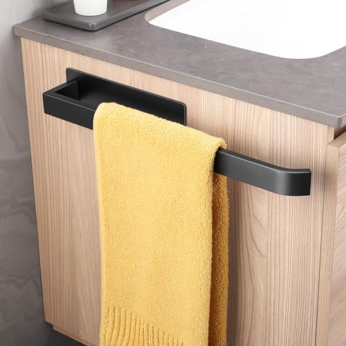 ALOCEO Toallero Adhesivo Baño, Toallero Pared SUS304 Acero Inoxidable Toalleros Accesorios Baño sin Taladro, Negro