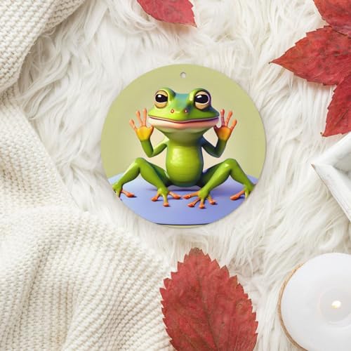 Hojas aromáticas para auto con diseño rana haciendo yoga miniatura 6