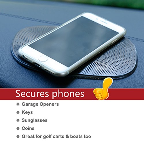 ÉTONNER Non-Slip PU Pad- Black and Translucent - Holds Cell Phones, Sunglasses, Coins, Perfume Diffuser, Speakers