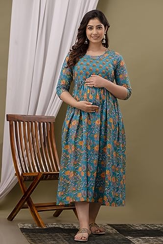 Image of RS Value Store Pure Cotton Maternity Gown /Maternity WEAR /Maxi Dresses /Feeding Nighty /Comfortable Wear