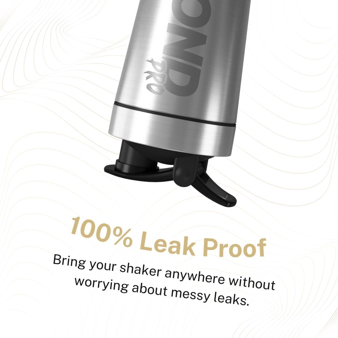 Shaker à protéines en métal isolé, bouteille de supplément en acier inoxydable – Sans BPA pour salle de sport 735 ml en acier brossé