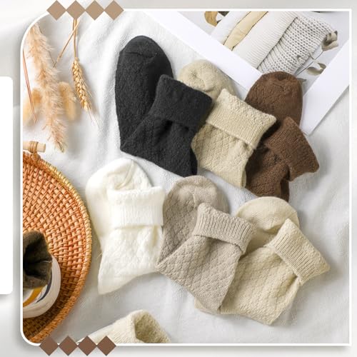 5 Pairs Cute Women Crew Wool Socks Neutral Plush Thick Boot Socks for Women Cute Warm Thick Sock for Winter Causal Athletic Cozy Gift3