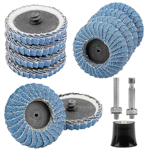 Junchamp - Junchamp 10PCS 40 Grit Curved Flap Disc 2 Inch Roll Lock Quick Change Sanding Discs 1pcs 1/4" Holder Surface Grinding Disc for Die Grinder Metal Surface Grind Burr Finish Weld Rust Paint Removal