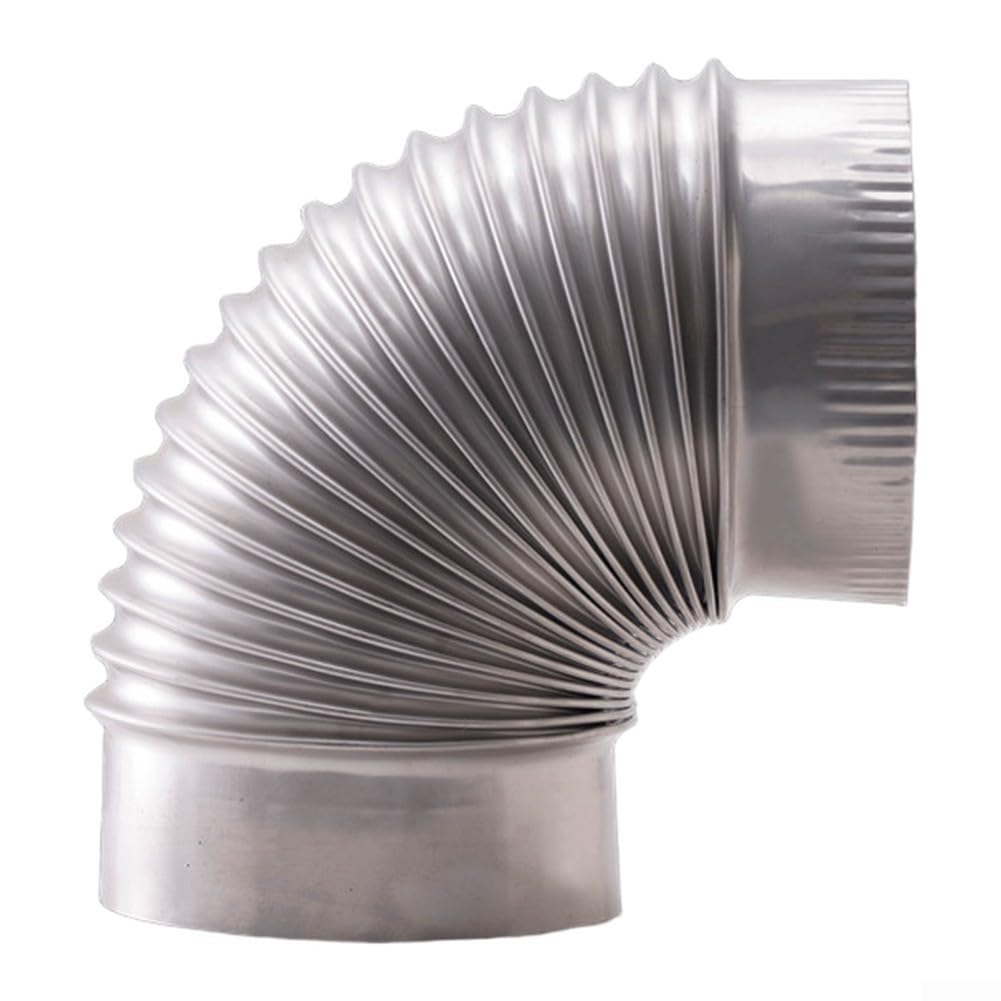 Gomito a 90 gradi in acciaio inossidabile per camino, tubo fumo, resistente al calore, saldato, nero, in acciaio inox 304, diverse dimensioni, antiruggine, per stufe a legna a pellet (G)