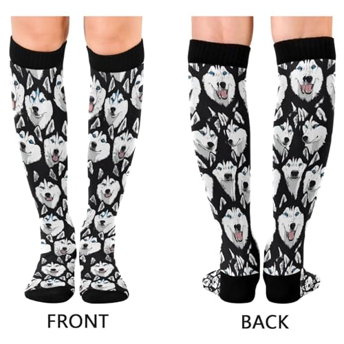 Image of Wusikd Heartbeat Symbol Compression Socks for Women and Men Circulation Black Long Socks for Athletic Running 1