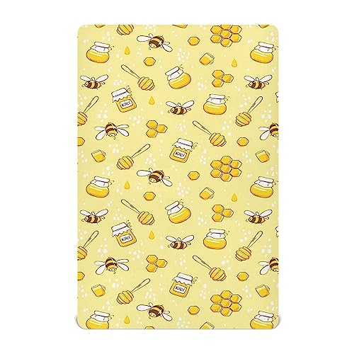 Image of Crib Sheets for Boys Girl Flying Bees Honey Breathable Mini Crib Mattress Sheets Fitted,Toddler Baby Sheets for Crib Mattress Soft & Breathable 39 * 27 * 5In Yellow