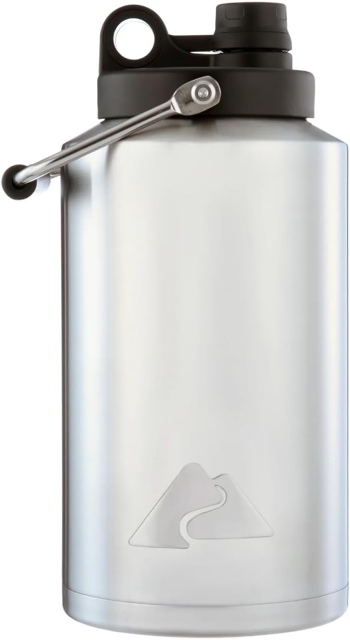 1 Gallon Stainless-Steel Double-Wall, Vacuum-Sealed Insulated Water Bottle, BPA Free, Leak Proof, Silver