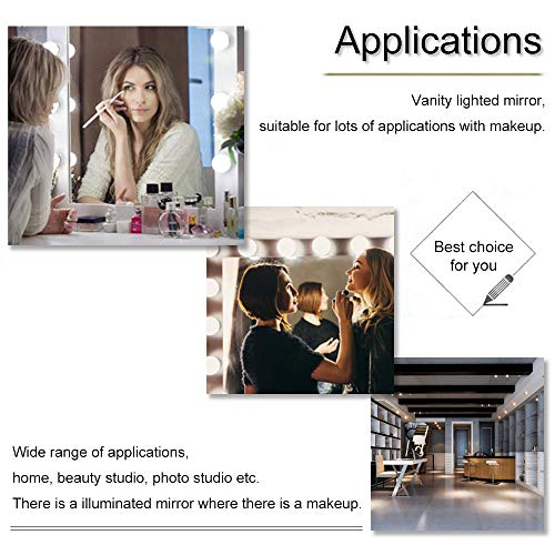 Chende Hollywood Vanity Mirror with 12 LED Lights and Touch Control Dimmer, Lighted Makeup Mirror for Wall Makeup Vanity Bedroom Bathroom, 3 Color Lighting Modes