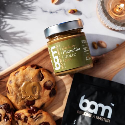 BAM Aufstriche, ohne Palmöl, Paste für Desserts, glatt und cremig, 200 Gramm (Pistazien)