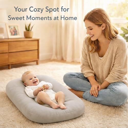 Image of Baby Lounger for Newborn 0-24 Months, Portable Nest & Play Mat
