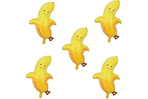 5Pcs Banana Balloons Fruit Themed Foil Banana Shape Balloon
