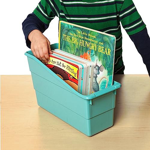 Image of Really Good Stuff Durable Book & Binder Holders 12-Pack, Water | Folder & File Plastic Holders Ideal for Narrow or Vertical Storage Needs, Instantly Color Code Your Classroom