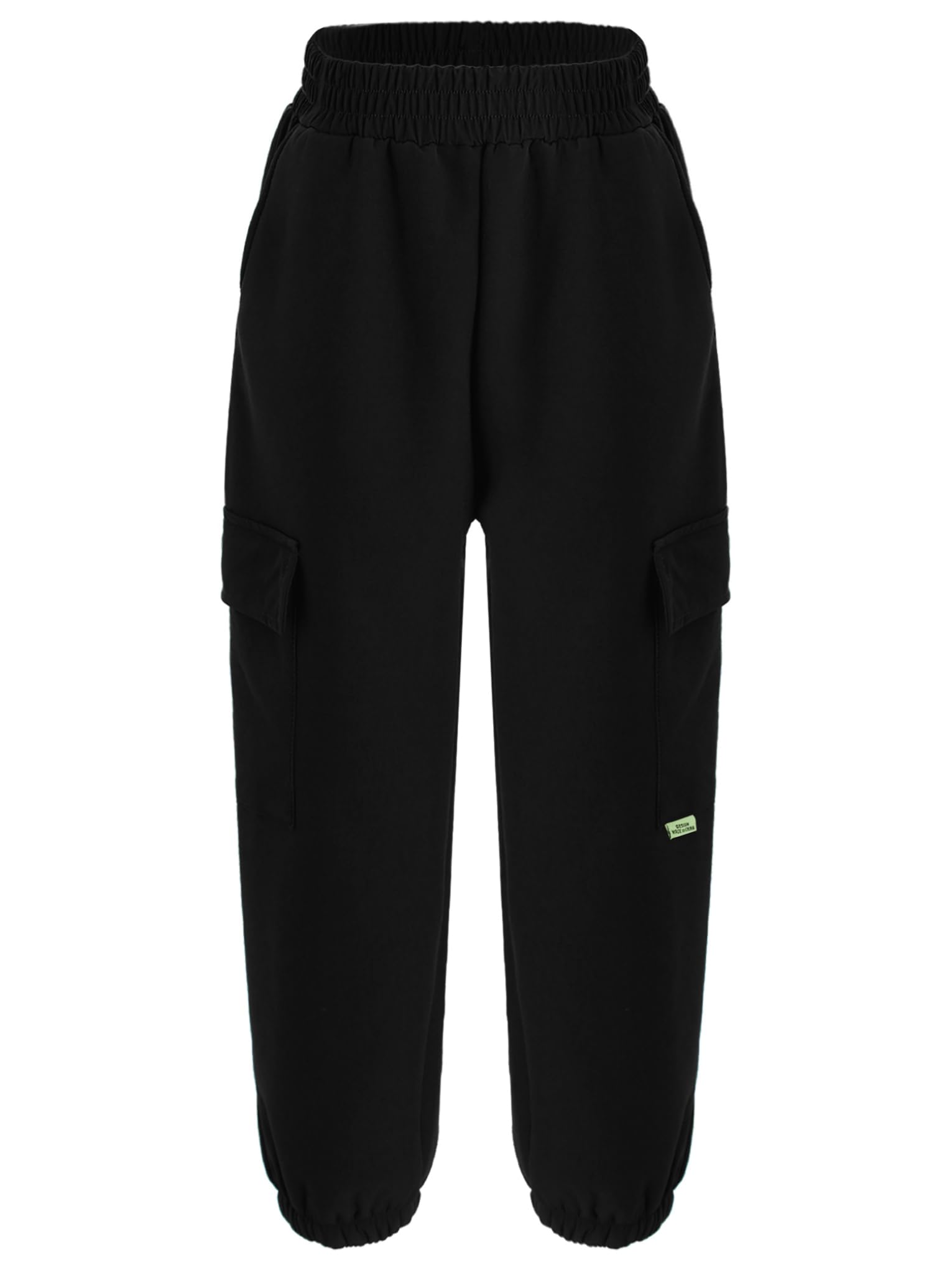 Jan Jean Boys Girls Fleece-Lined Cargo Pants Thick Warm Sweatpants with Pockets Outdoor Hiking Pants Walking Trousers Gray 15-16 Years