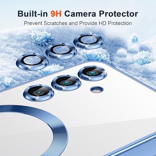 Image of VONZEE Clear Logo Electroplating Transparent Case for Samsung Galaxy S24 FE 5G, Magnetic Plating [Support for MagSafe Charger] TPU Cover, Individual Camera Protection for Each Lens- Sierra Blue