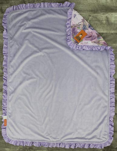 Image of Dear Baby Gear Floral Deluxe Baby Blanket - Reversible, Newborn Gifts for Girls - This Child I Prayed Lavender Floral, Lavender Ruffle, 43 x 33 Inches