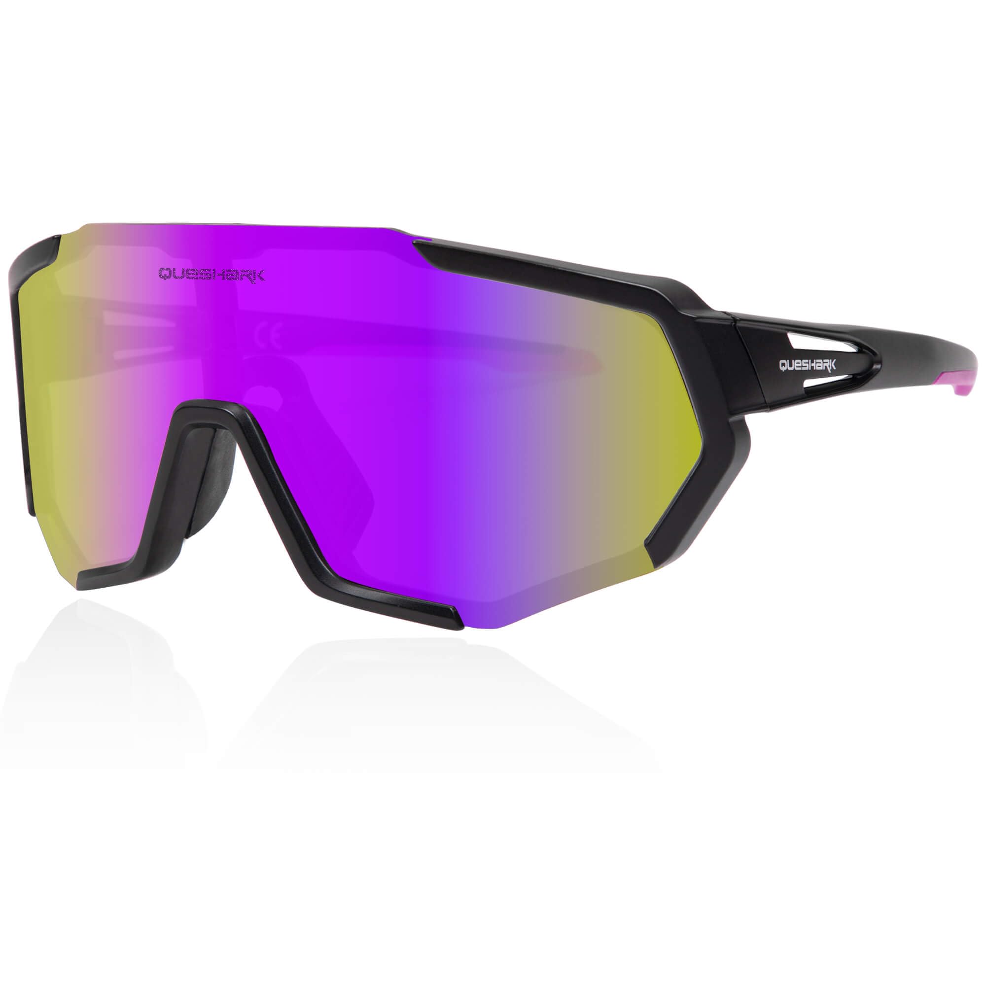 Queshark Fahrradbrille, Schnelle Brille Herren Damen, Leicht & Rutschfest & TR90 Rahmen & UV400 Schutz, Sonnenbrille Sport für Radfahren Laufen Golf Baseball Volleyball
