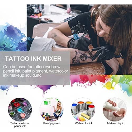 Tattoo Pigment Mixer,Tattoo Ink Mixer with 5 Pcs Mixer Sticks,Pigment Mixer Tattoo Ink Colour Blender (White) - Image 2