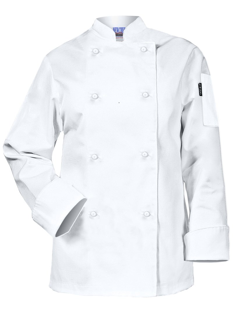 Newchef Fashion White Womens Chef Jacket Clot Covered Button