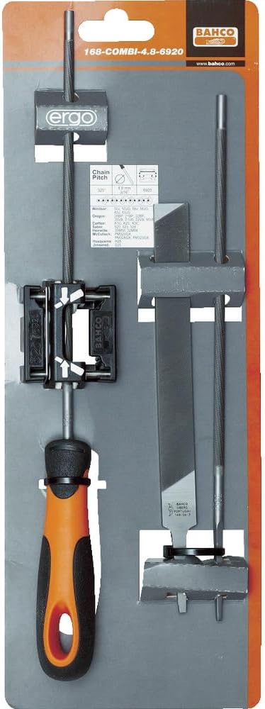 Bahco Chain Saw Files Set Including Filing Guide 168-Combi-4.8-6920