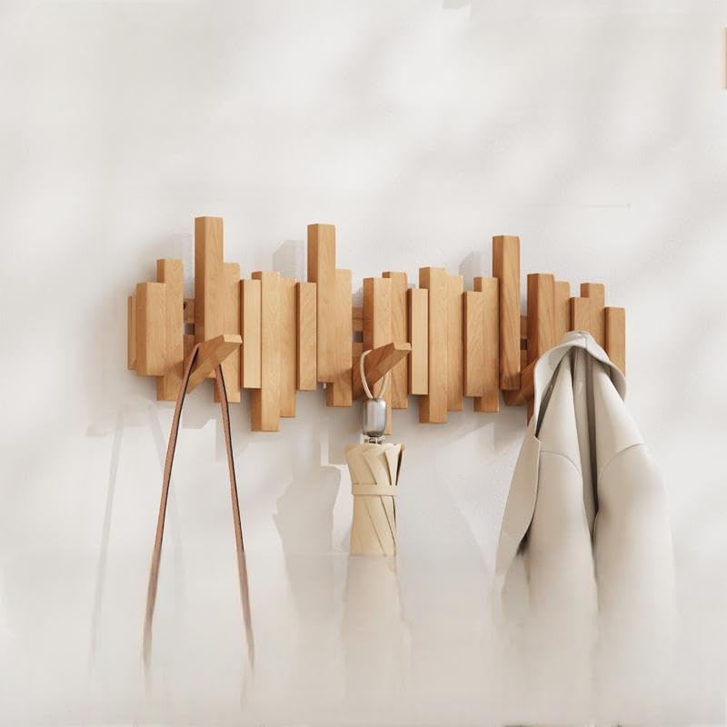 BESTXH 02,8 Hooks, Perchero De Madera Natural para Piano, Perchero De Pared, Perchero De Pared Abatible, Ganchos para DecoracióN De Pared De Entrada, Hecho A Mano con Madera De Haya