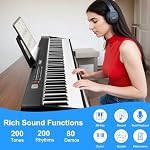 Clavier électronique pour piano, pliable pleine taille 88 Pianos numériques clés avec adaptateur de puissance,Pedal,Sheet Music Stand,Sticker,Bag,pour les débutants,Noir