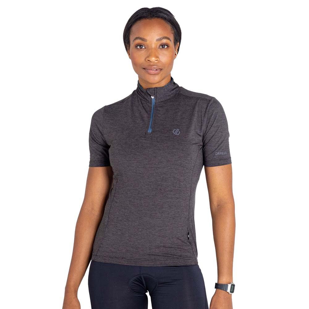 Dare 2b Pedal Through It Womens Cycling T-Shirt Q-WIC Plus Lightweight Fabric with Odour Repellent and Reflective Print Details - Half Venting Zip- Sport t-Shirt