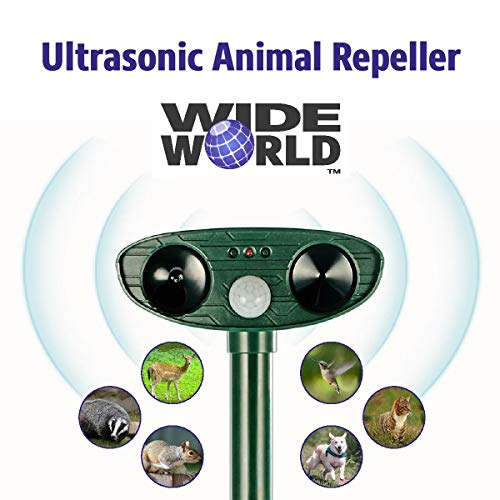Ultrasonic Pest Repeller by Wide World - Solar Powered Waterproof Outdoor Wild...