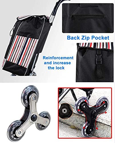 Faltbarer Einkaufstrolley mit 6 Rädern und Lebensmittel-Kletterwagen und wasserdichtem Sitz-Design hinter dem Wagen, 50… – Bild 6