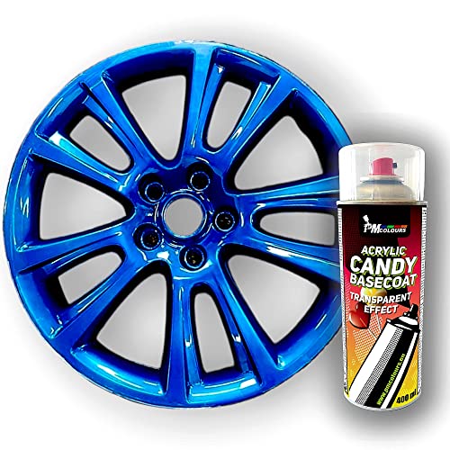 PMcolours Candy couleur, Bombe de peinture transparente et translucide, Aérosol de base de 400 ml (Bleu/Cobalt Blue)
