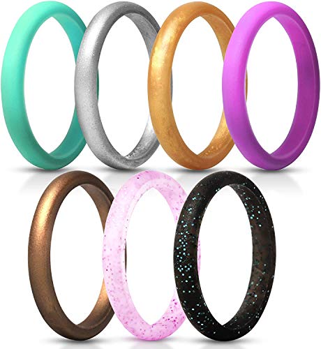 ThunderFit Women's Band Rings Thin and Stackable Silicone Wedding Rings for Women, 2.5mm Width - 1.8mm Thick, 10.5 - 11 (20.60mm), Silicone