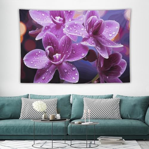 Tapisserie murale fleurs violettes décoration suspendre chambre ado